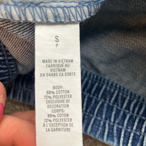 Aerie Denim Color Block Pull On Cut Off Shorts With Drawstring Size Small - Picture 4 of 8